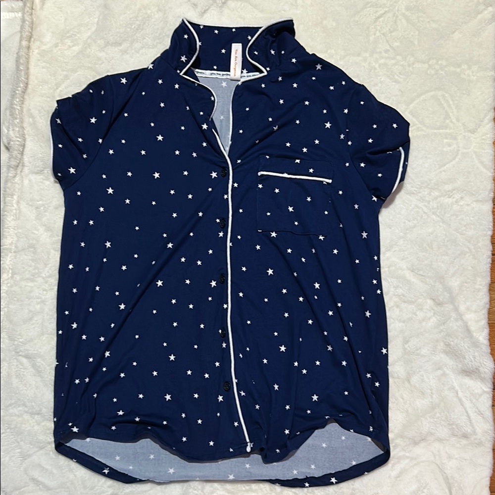 Navy Blue Star Print Kids Shirt